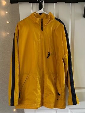 Volcom Yellow Windbreaker with Navy Sleeve Stripes